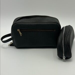 Men's Toiletry Grooming Bag Set Of 2 Black Zip Close Handle
